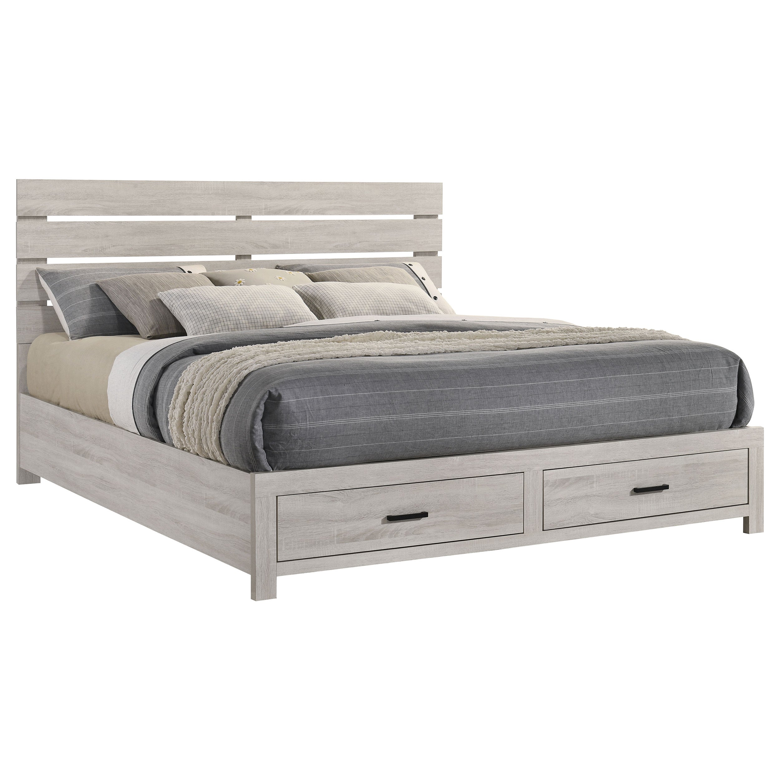 Brantford Wood Eastern King Storage Panel Bed Coastal White — view 4