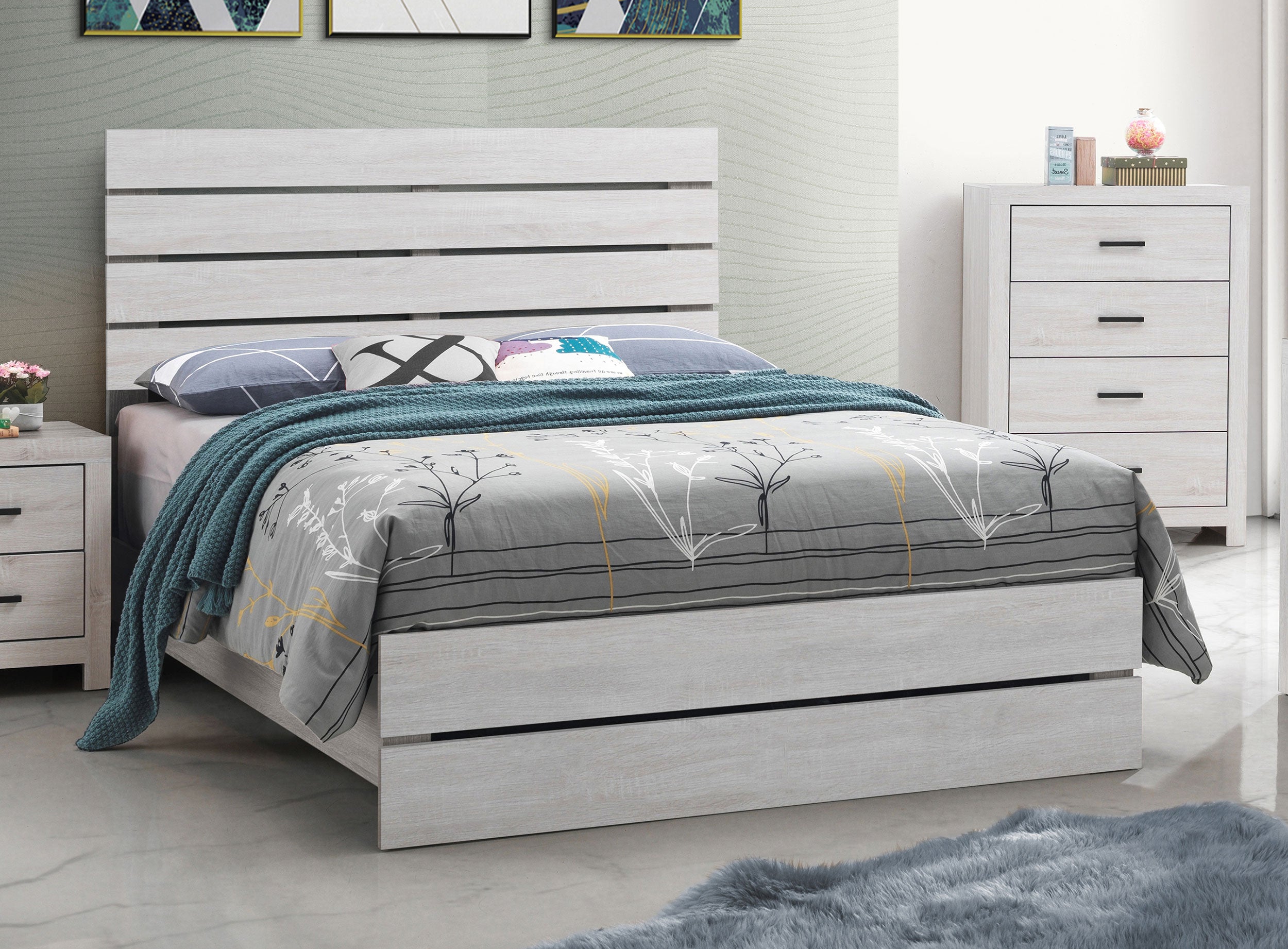 Brantford Wood Queen Panel Bed Coastal White — view 2