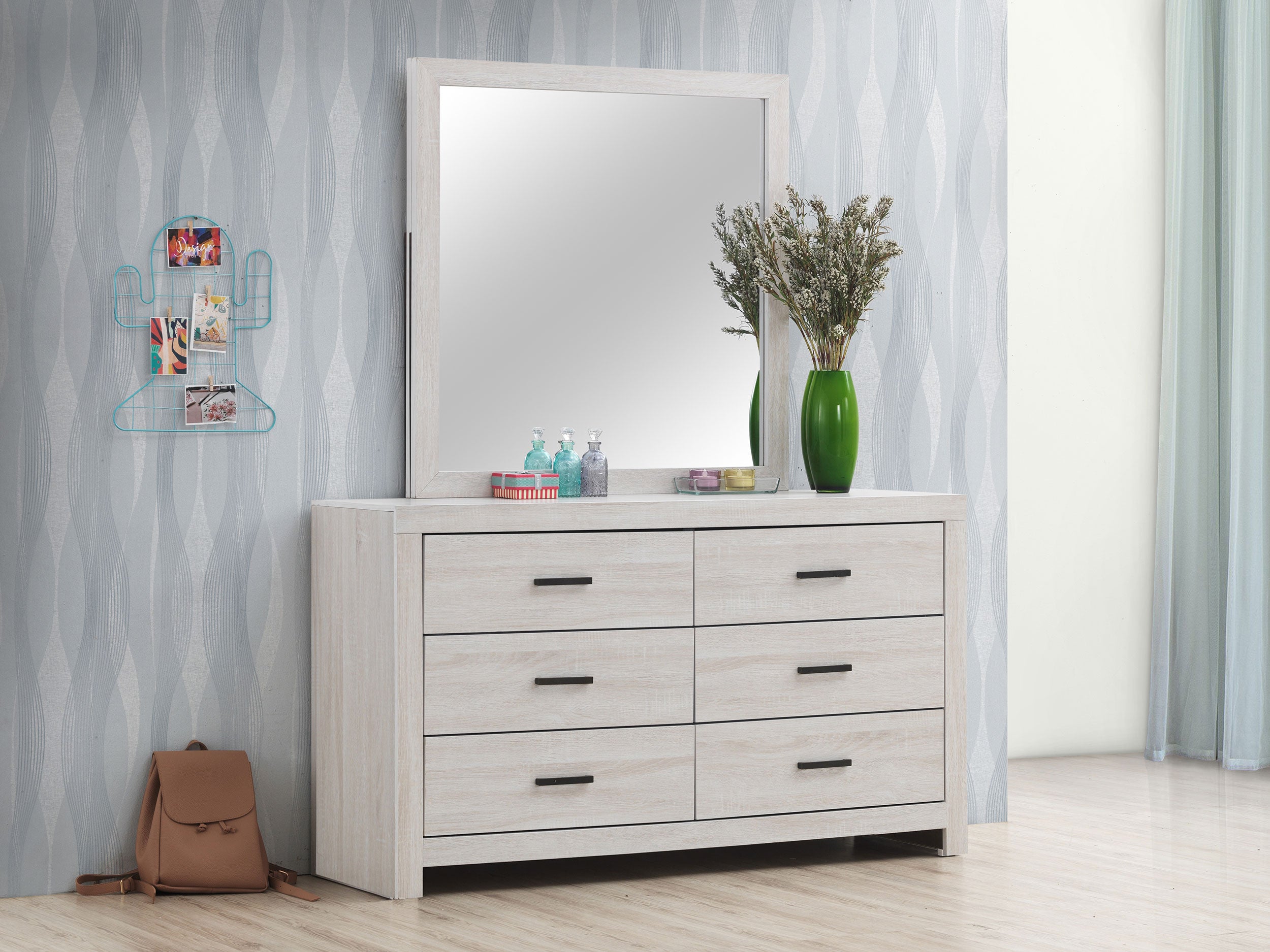 Brantford 6-drawer Dresser with Mirror Coastal White — view 2