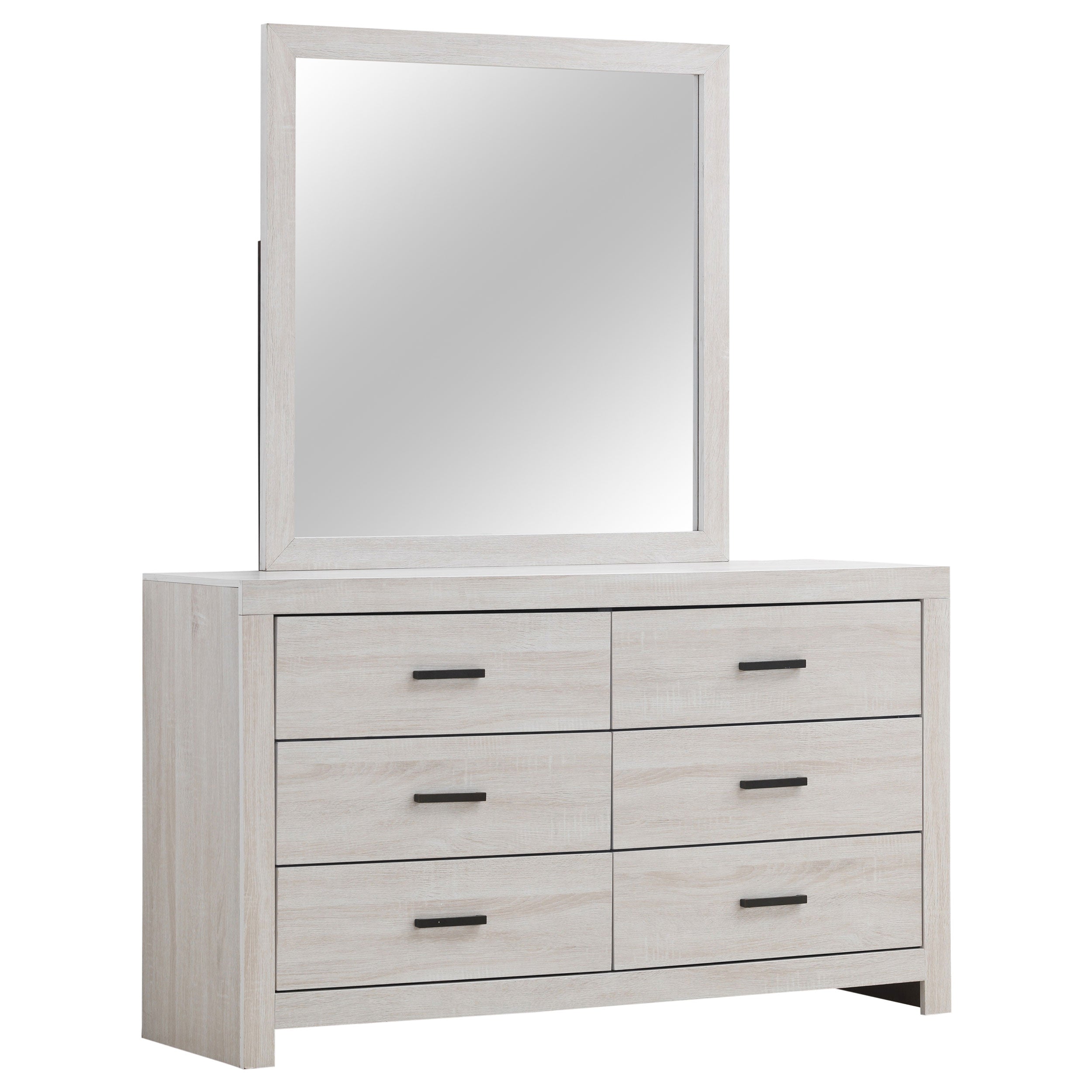 Brantford 6-drawer Dresser with Mirror Coastal White — view 1