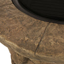 Outdoor 34" Lightweight Concrete Wood Burning Fire Pit - Stone Gray