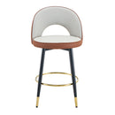 Upholstered Rotatable Bar Chair With Metal Legs For Dining Room