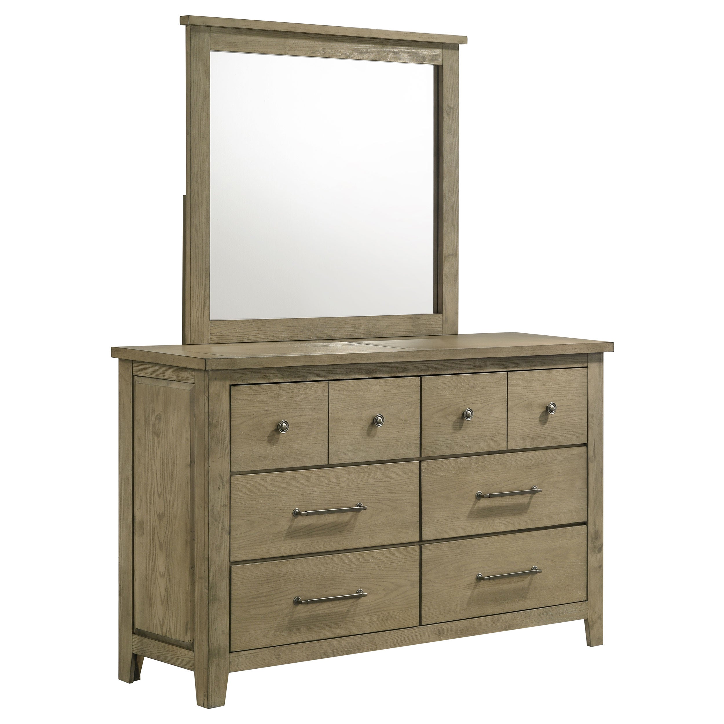 Hazlewood 6-drawer Bedroom Dresser with Mirror Vineyard Oak — view 1