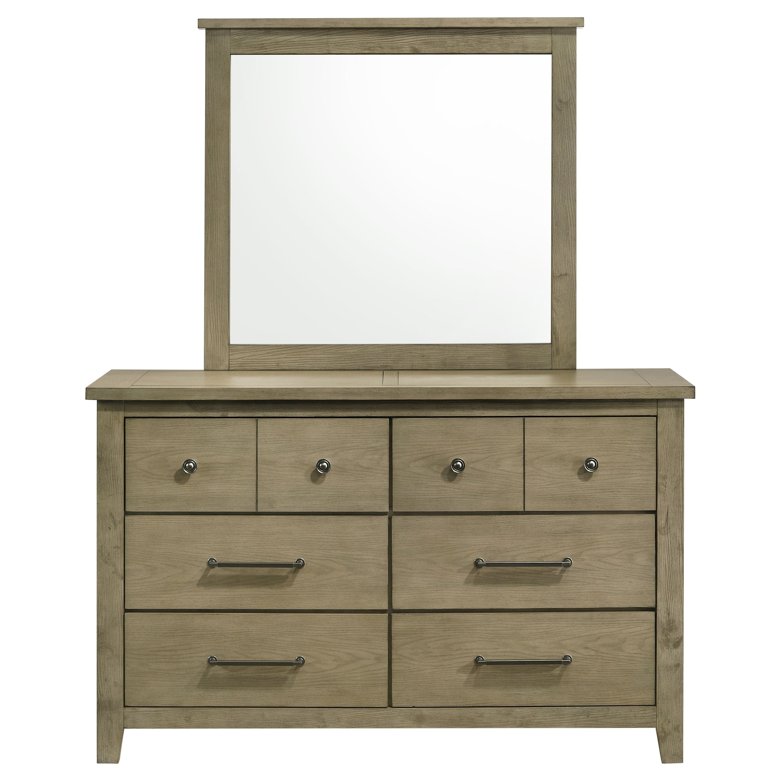 Hazlewood 6-drawer Bedroom Dresser with Mirror Vineyard Oak — view 3