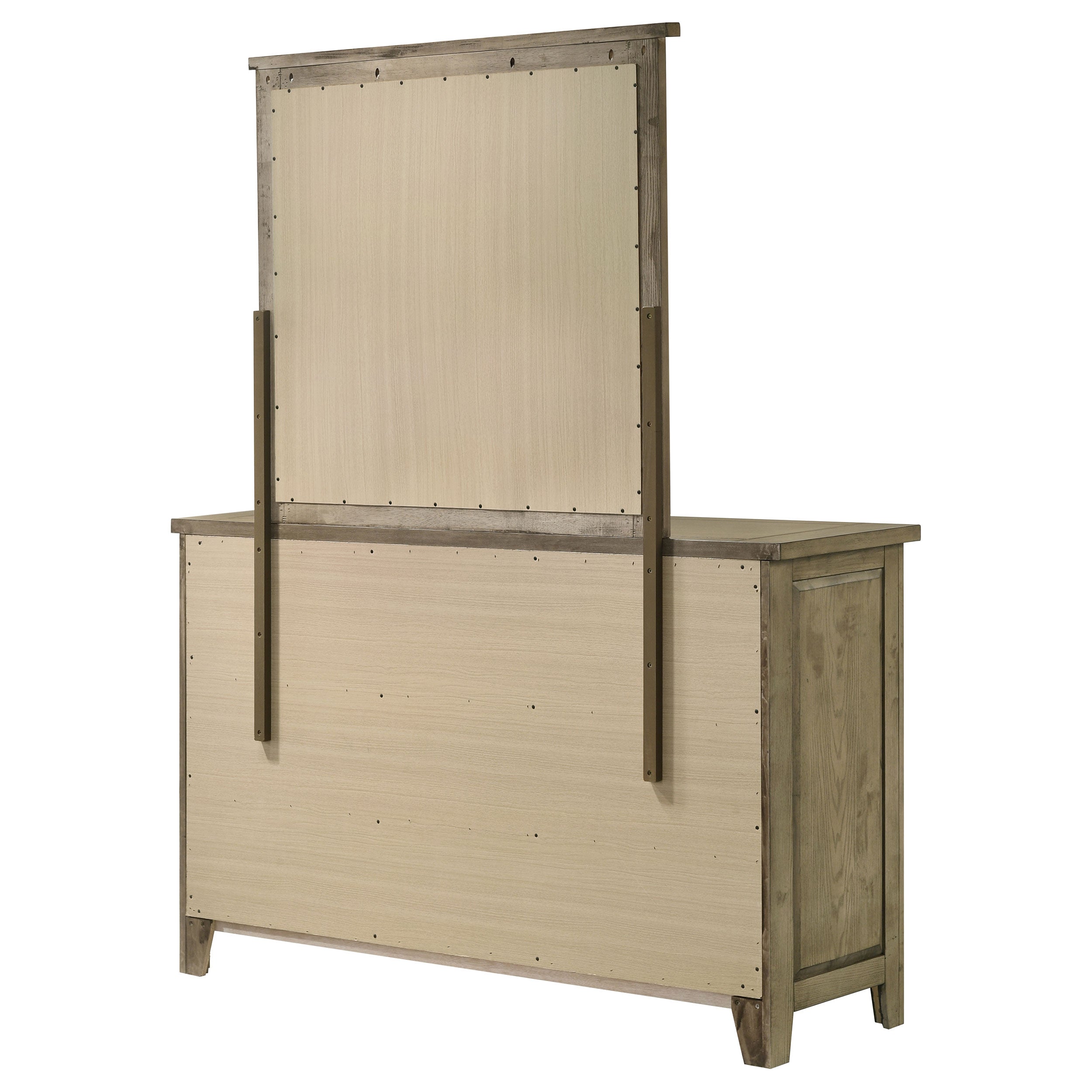 Hazlewood 6-drawer Bedroom Dresser with Mirror Vineyard Oak — view 8