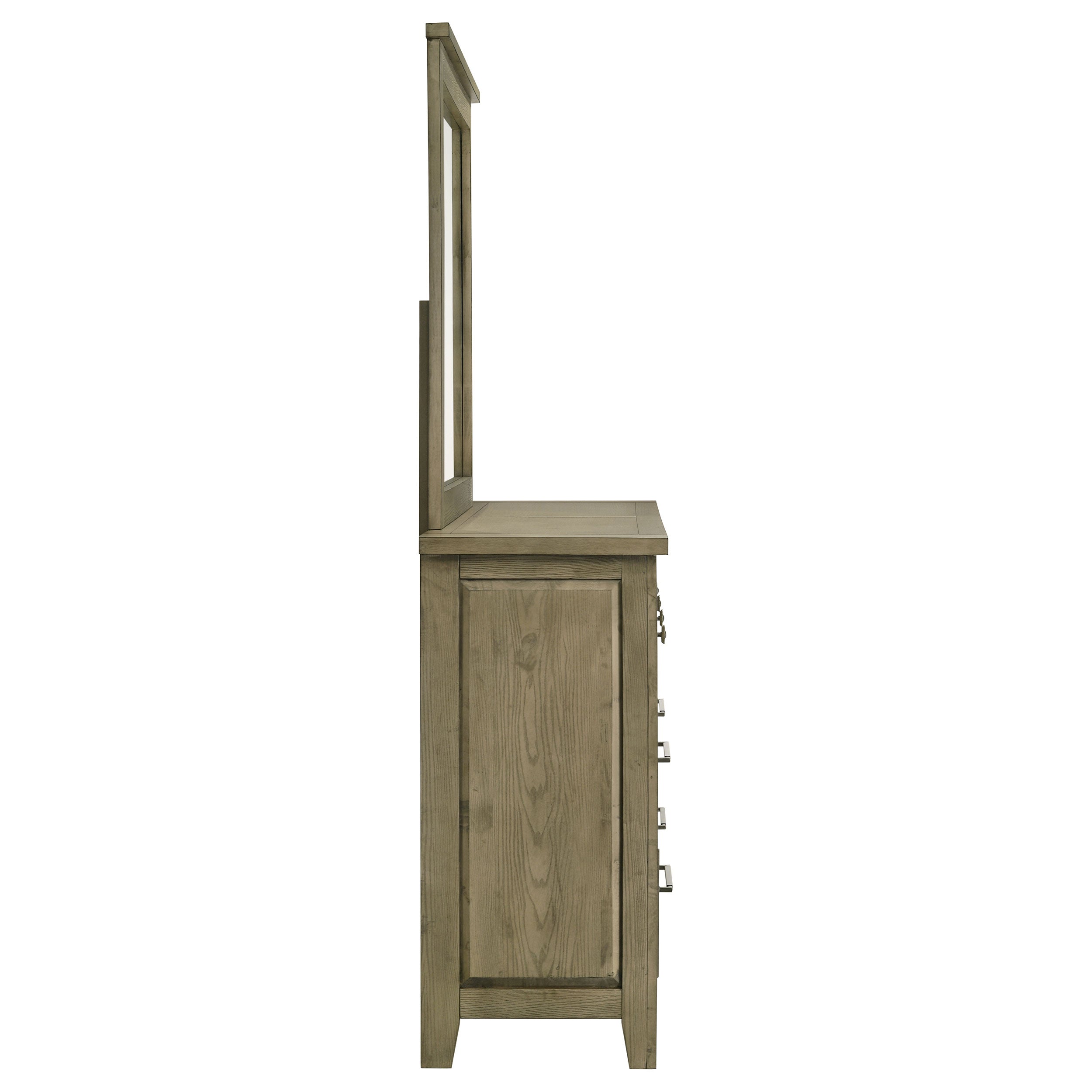 Hazlewood 6-drawer Bedroom Dresser with Mirror Vineyard Oak — view 9