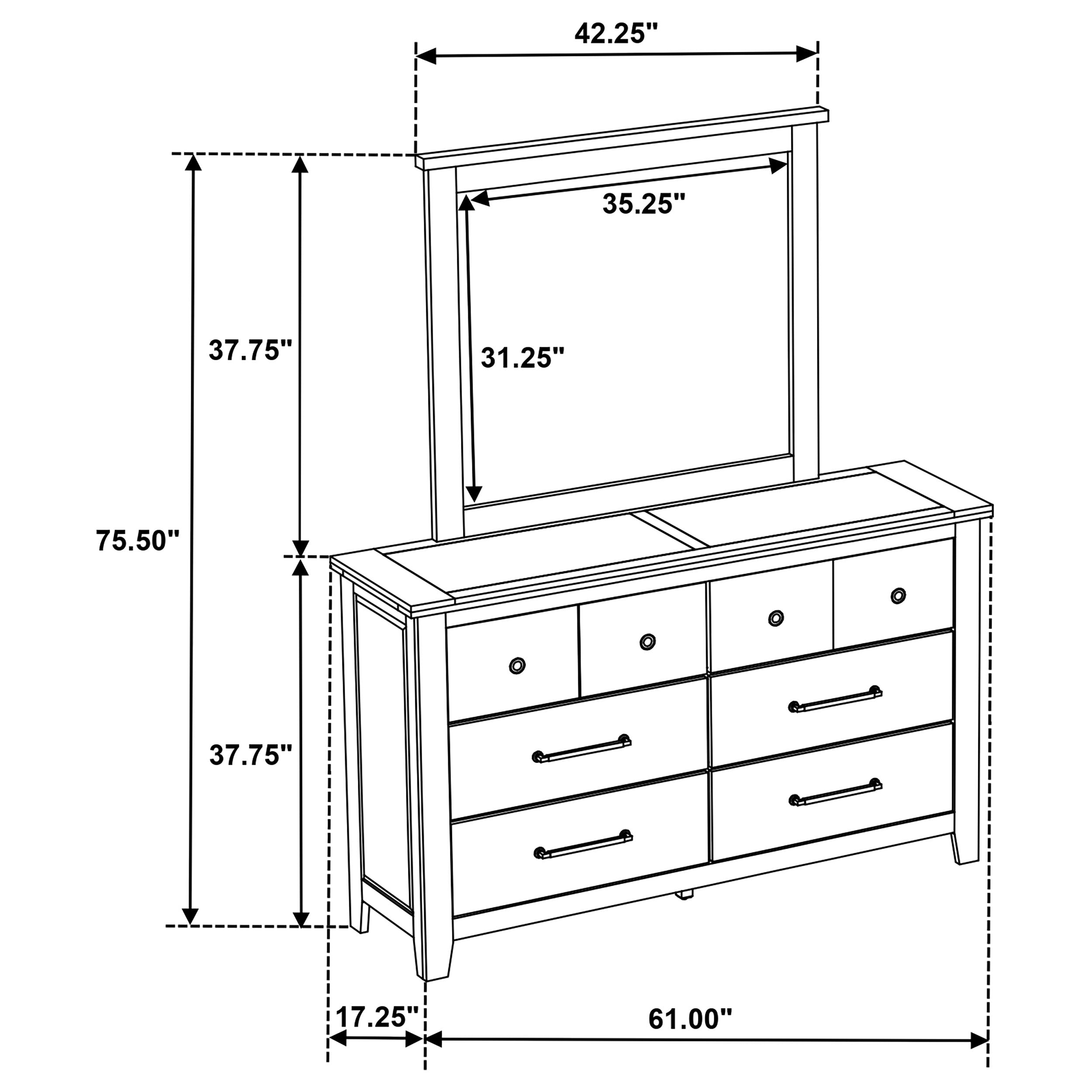 Hazlewood 6-drawer Bedroom Dresser with Mirror Vineyard Oak — view 13