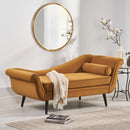 Auroral - Velvet Upholstered Chaise Lounge With Scrolled Arms And Tapered Legs
