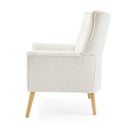 Ergonomic Accent Chair With Button Tufted Design And Rubber Wood Legs - Almond