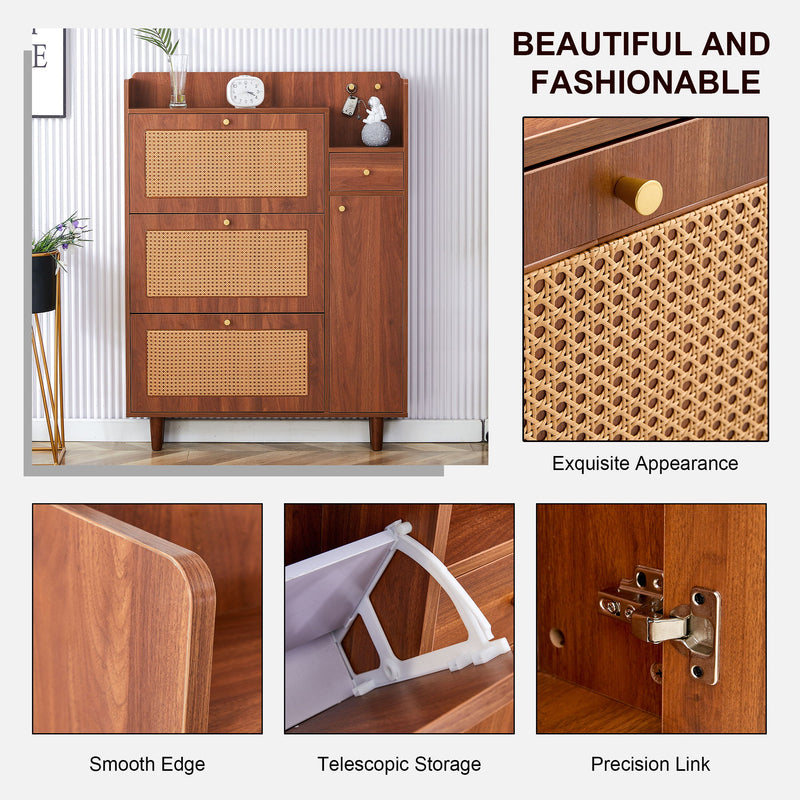 The Modern Minimalist Shoe Cabinet, Suitable For A Variety Of Styles Including Nordic, Japanese, And Industrial - Walnut