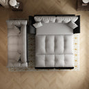 Queen Pull Out Sofa Bed, 3 In 1 Convertible Sleeper Tufted With 2 Soft Pillows