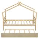 Twin Size  House-shaped Bed with Trundle,Natural