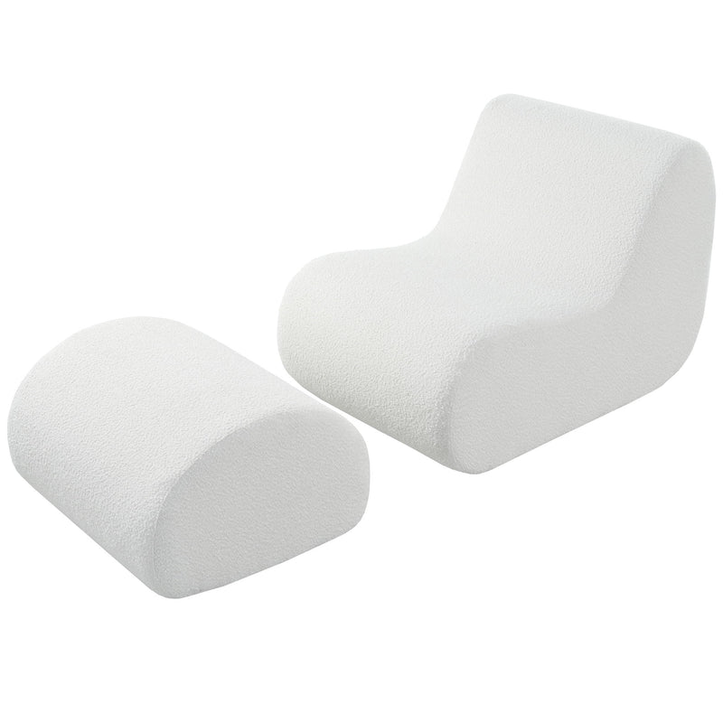 Curved Lounge Chair With Ottoman And High Resilience Foam