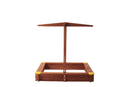 Kids Sandbox With Cover, Sand Box With Adjustable Canopy, Large Outdoor Cedar Sandpit For Backyard Play - Reddish Brown