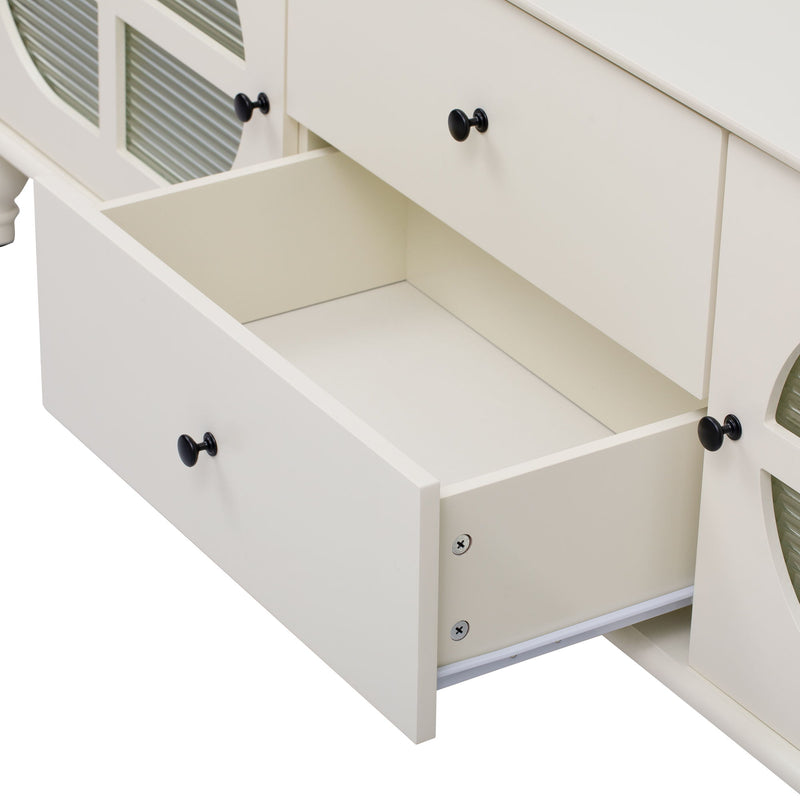 Modern TV Stand For TVs Up To 75" With Fluted Glass Doors