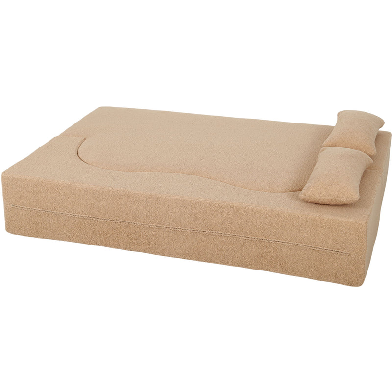 2 In 1 Convertible Full Size Folding Loveseat Couch With Soft Teddy Fabric