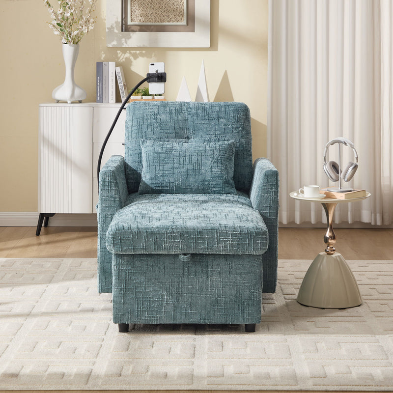 Multifunctional Chenille Recliner Sofa With Storage And Phone Bracket