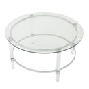 Tempered Glass Round Coffee Table With Four Legs - Clear