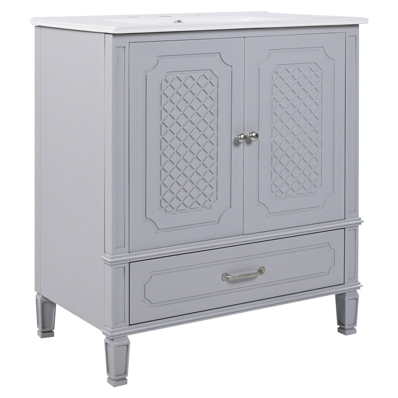 Vintage Style Bathroom Vanity With Sink, Multi Functional Storage, Soft-Closing Door