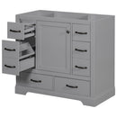 36" Bathroom Vanity Without Sink, Cabinet Base Only, 6 Drawers, Multi Functional Drawer Divider, Adjustable Shelf - Gray