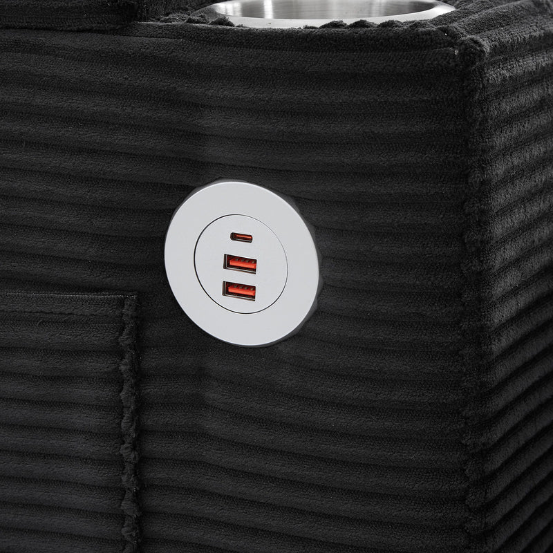 U Shaped Sectional Sofa Bed With Storage Chaise Lounges, USB Ports, And Cup Holders