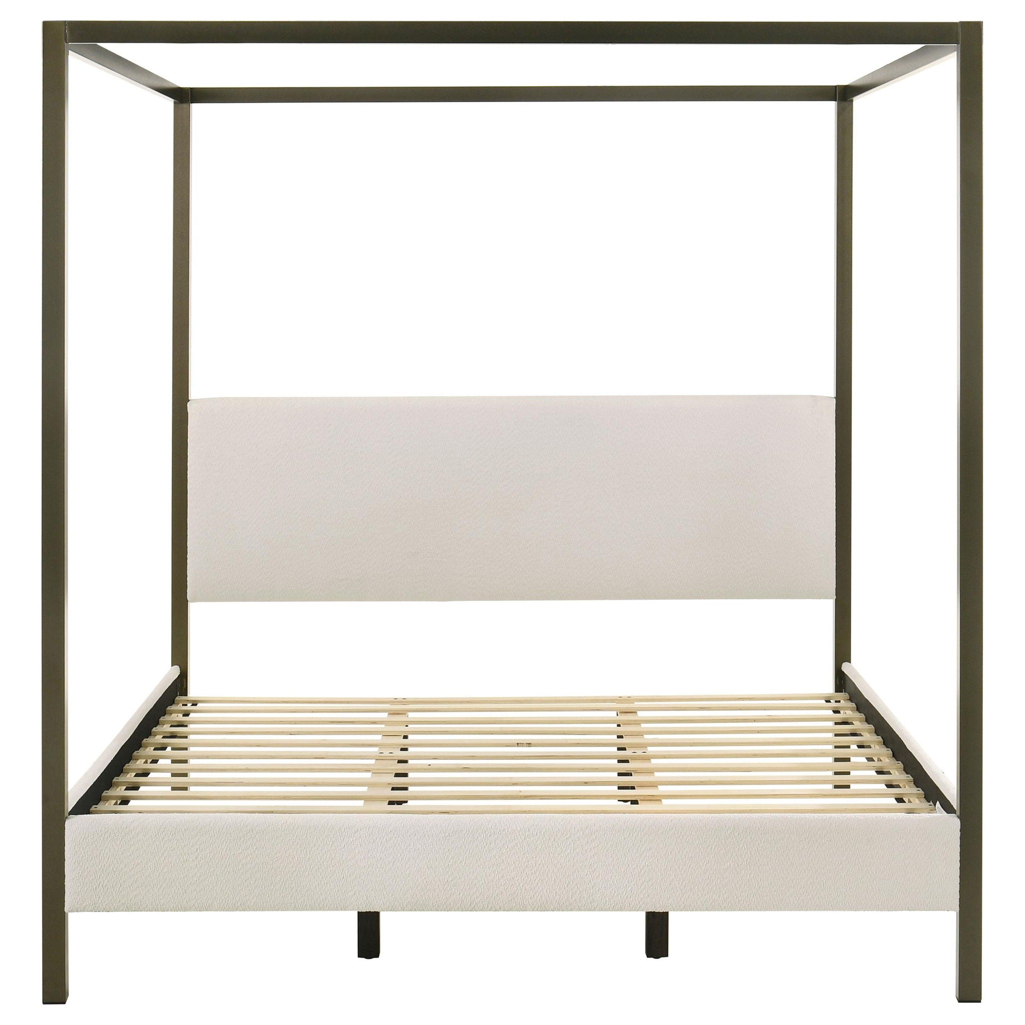 Monroe Upholstered Eastern King Canopy Bed Vanilla