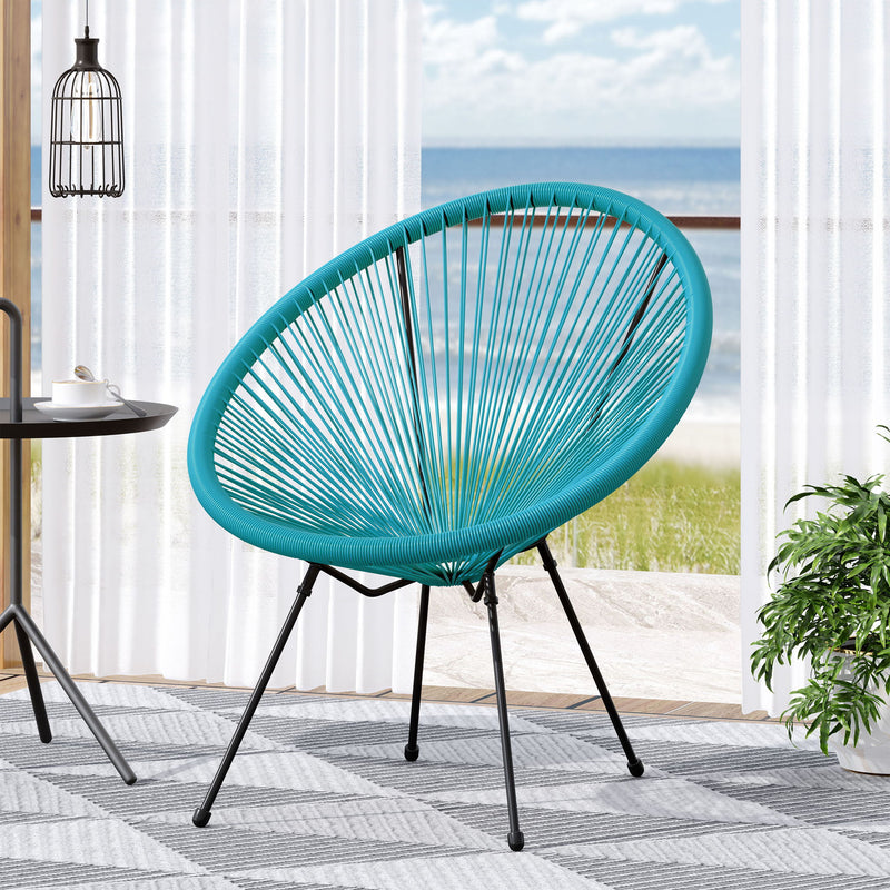 Lagoon - Outdoor Faux Rattan Accent Chair With Steel Frame - Teal