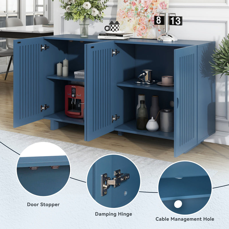 Modern Style Sideboard With Superior Storage Space, Hollow Door Design And 2 Adjustable Shelves For Living Room And Dining Room