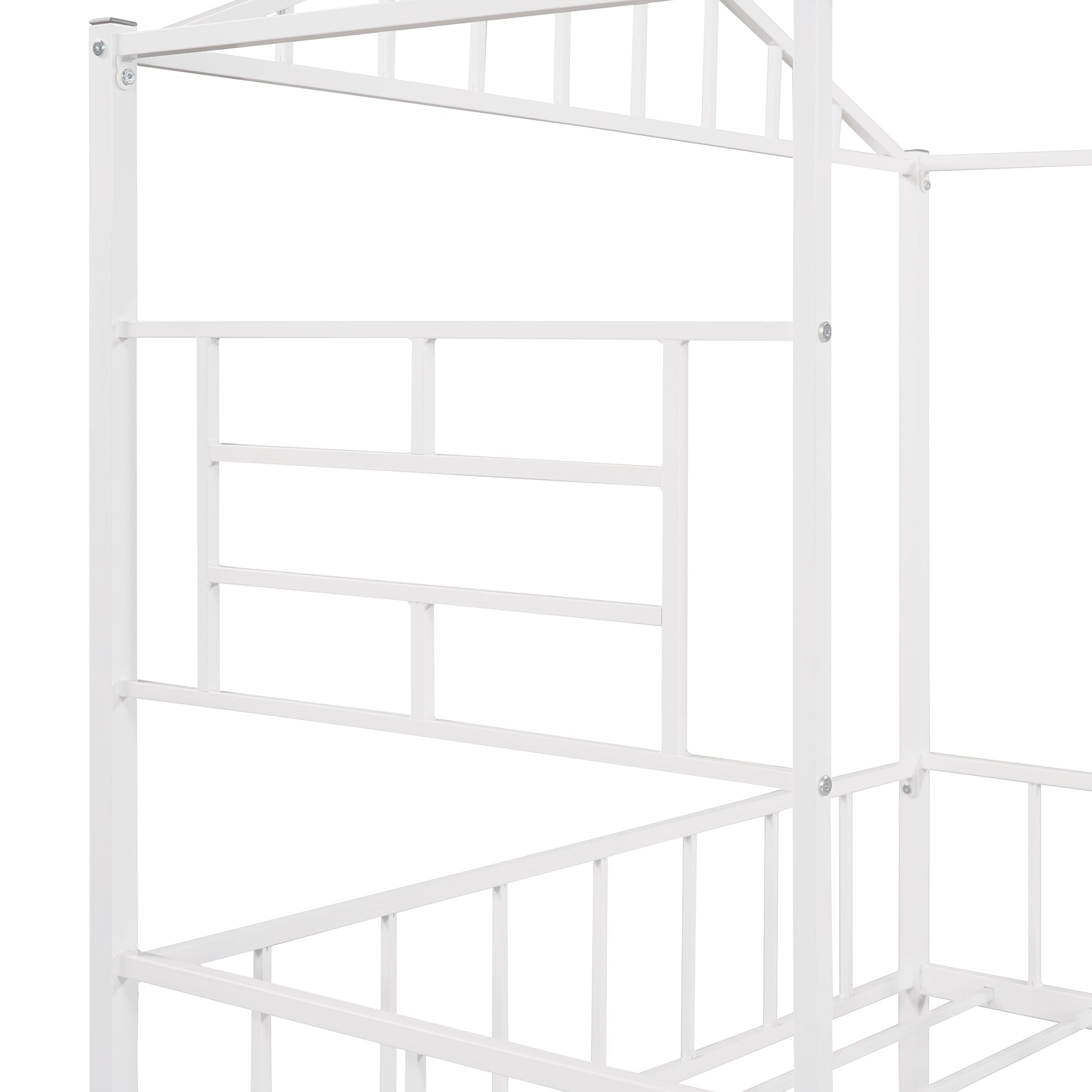 Metal House Bed Frame Full Size with Slatted Support No Box Spring Needed White - Atlantic Fine Furniture Melbourne FL