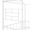 Metal House Bed Frame Full Size with Slatted Support No Box Spring Needed White