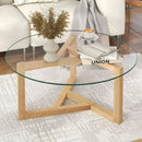 Round Glass Coffee Table Modern Cocktail Table