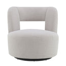 Swivel Comfy Round Barrel Chair With Soft Teddy Fabric For Living Room