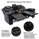 3 Pieces Recliner Sofa Sets Home Theater Seating Manual Recliner Chair With Center Console And LED Light Strip For Living Room