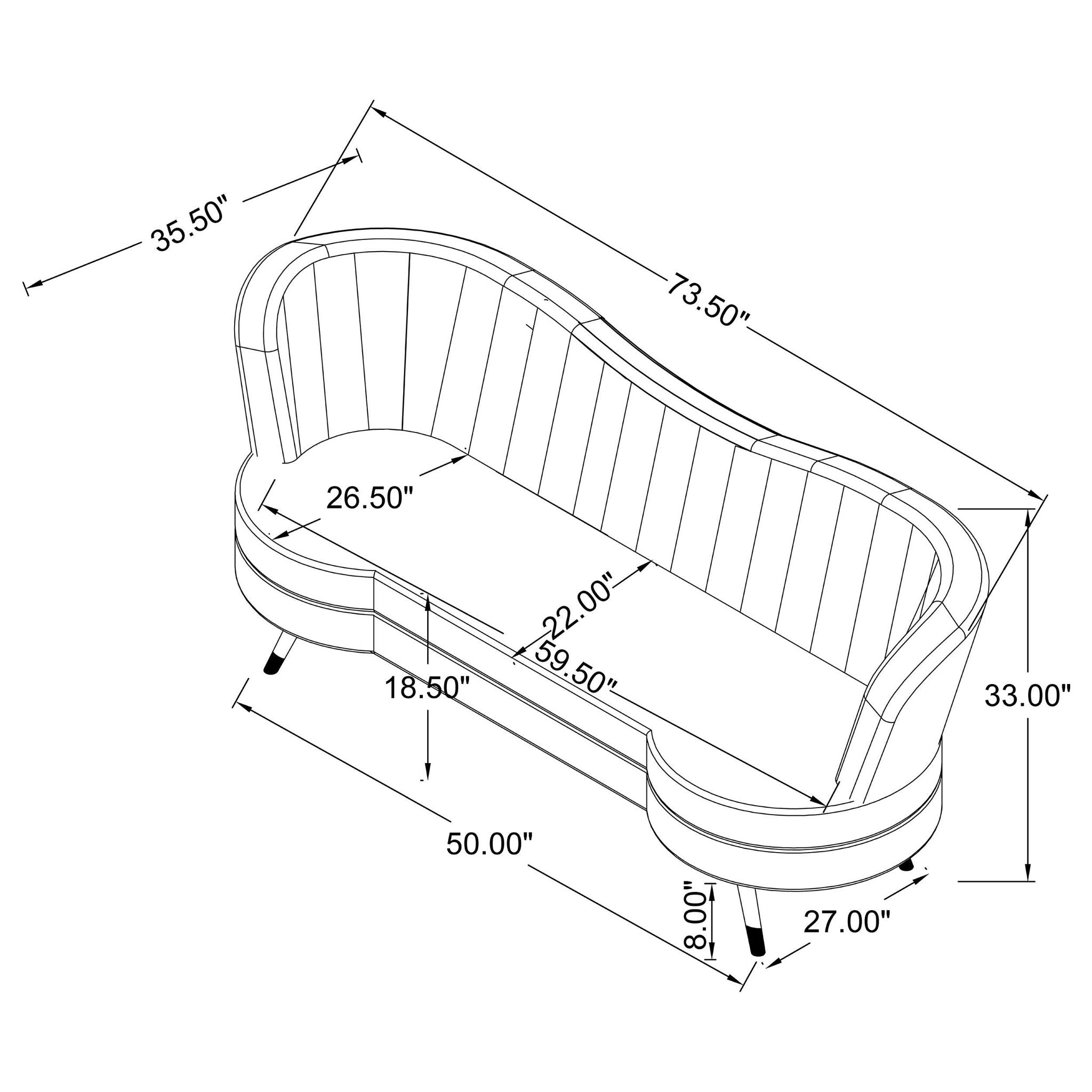 Sophia 2-piece Upholstered Channel Tufted Sofa Set Grey
