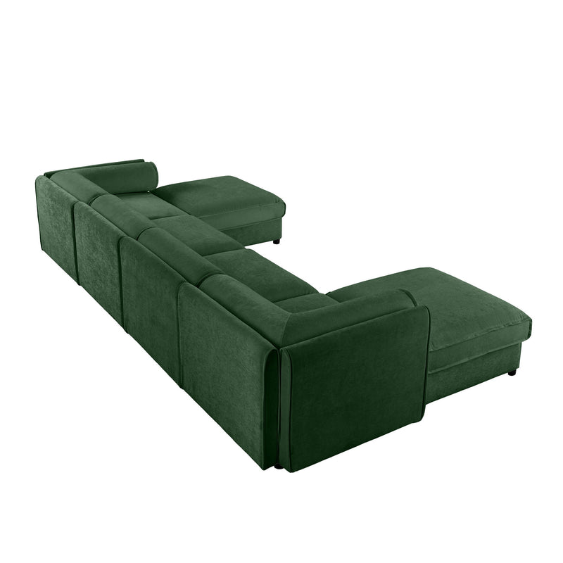 Contemporary Elegant White Chenille Sofa With Storage And Ottoman