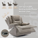 2 Seater Home Theater Recliner Manual Recliner Chair With A LED Light Strip Two Cup Holders And A Storage Box For Living Room