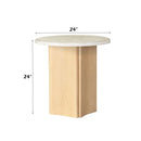 Qwin - End Table With Marble Top - Marble Top & Oak
