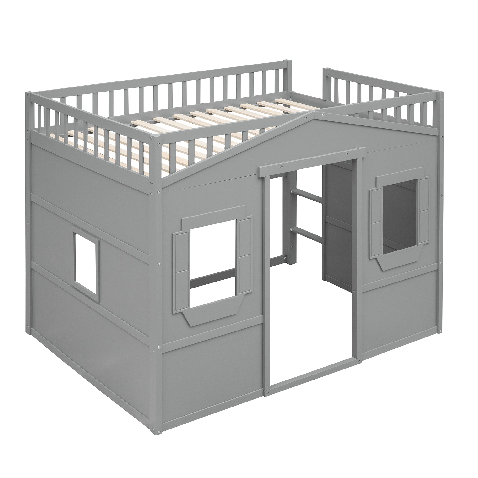 Full Size House Loft Bed With Ladder-Gray - Atlantic Fine Furniture Melbourne FL