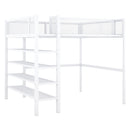 Loft Bed With 4 Tier Shelves And Storage