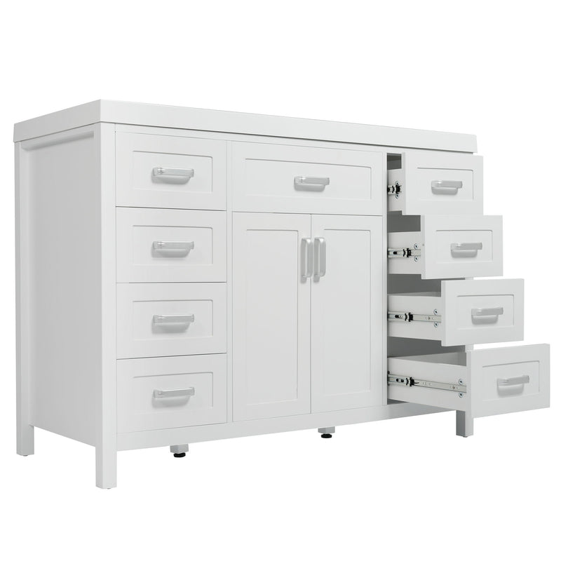 Bathroom Vanity With Sink, 2 Doors 8 Drawers, Soft Close System, Classic Design