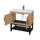 Modern Freestanding Bathroom Vanity With Ceramic Sink, Hot And Cold Faucet, Storage Cabinet & Open Shelf