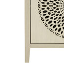 Hollow Carved 2 Door Accent Cabinet Sideboard Buffet Storage Cabinet With Adjustable Shelf For Entryway Living Room Bedroom - Natural