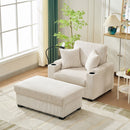 Oversized Chaise Lounge Chair With Ottoman And Storage