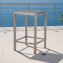 Outdoor 43" Aluminum Bar Table With Rattan Table Top - Gray / Silver