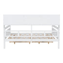 Full size Daybed, Wood Slat Support, with Bedside Shelf and Two Drawers, White