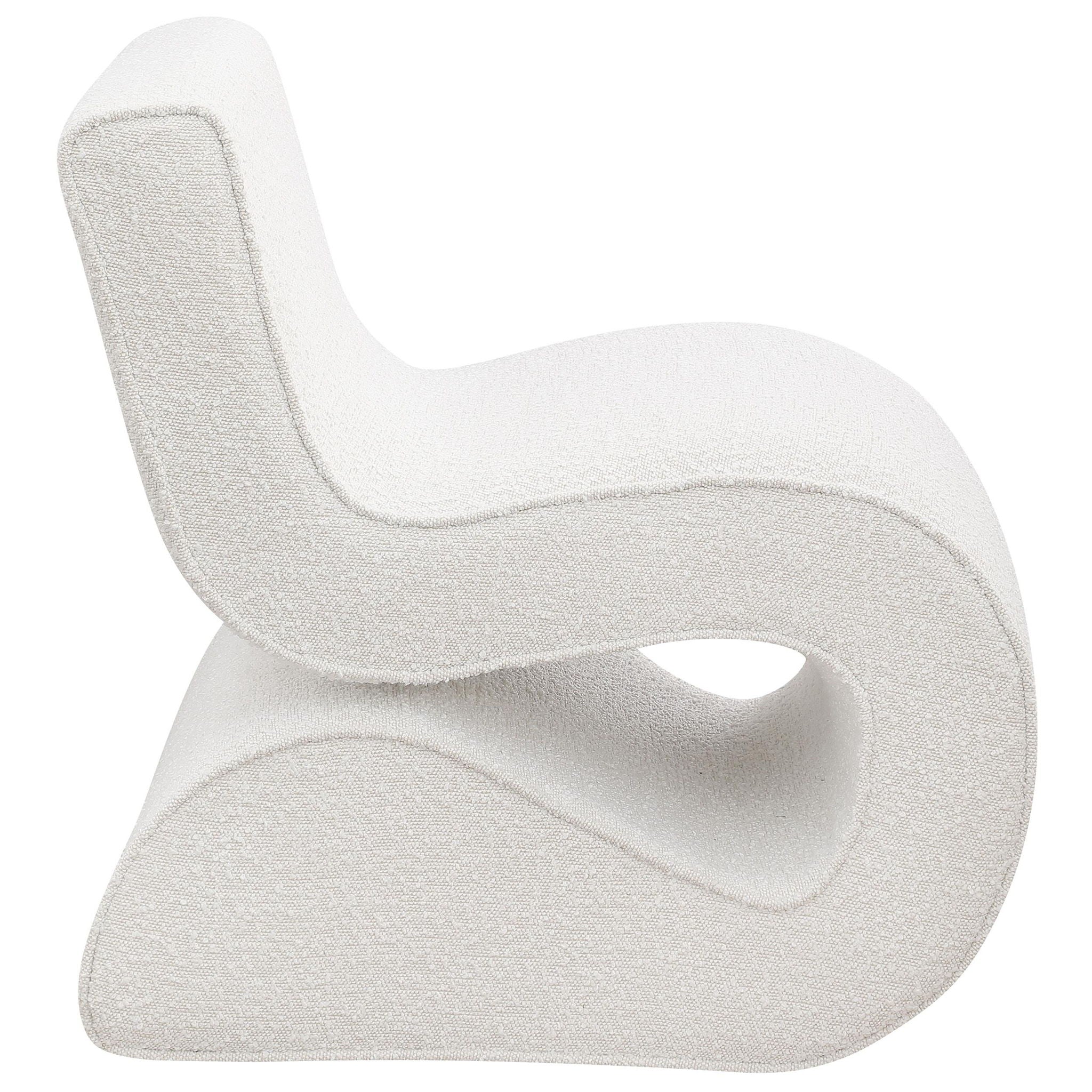 Ronea Boucle Upholstered Armless Curved Chair Cream - Atlantic Fine Furniture Melbourne FL