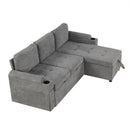 Convertible L Shaped Sofa Couch With Storage, Cup Holders, USB Ports