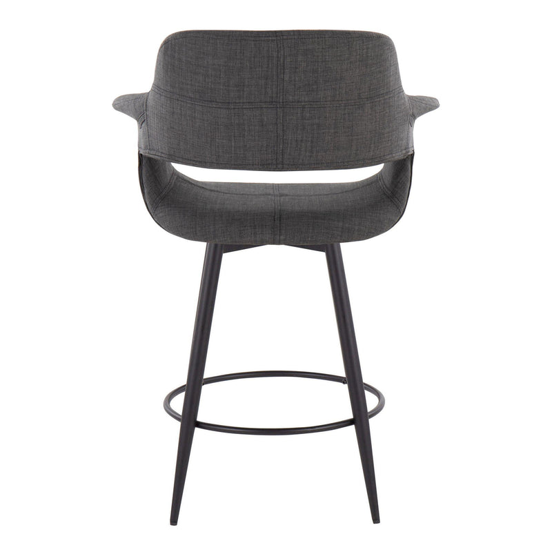 Vintage Flair - Mid Century Modern Fixed Height Counter Stool With Swivel With Round Footrest (Set of 2)