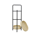 Modern 3 Tier Handwoven Side Table With Oval Organizer