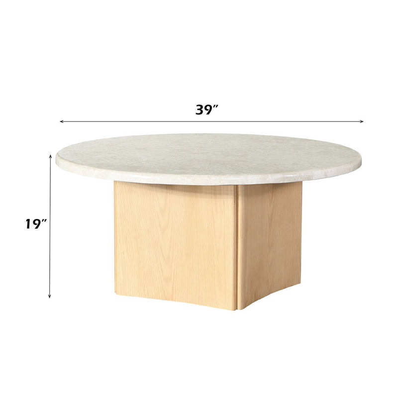 Qwin - Coffee Table With Marble Top - Marble Top & Oak